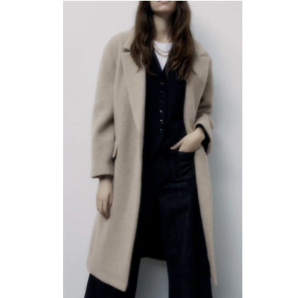 ZARA WOMEN NEW OVERSIZED MANTECO WOOL BLEND COAT TAUPE GRAY 2090/722 - Picture 4 of 12
